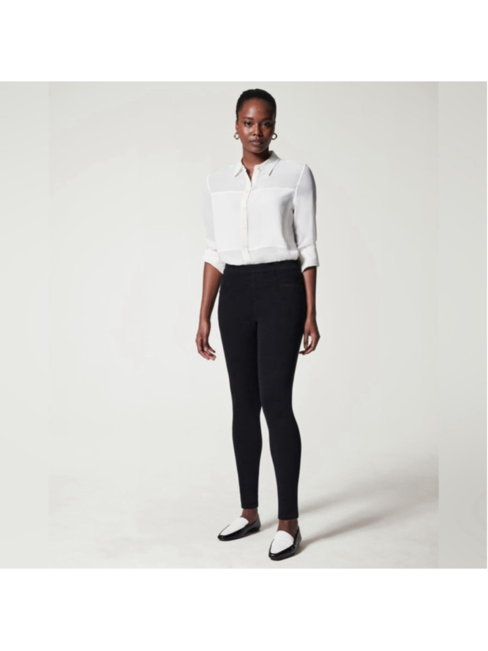 Spanx Jean-ish Ankle Leggings black core shaping hides muffin top sz sm